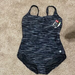 TYR Black and Gray Patterned Swimsuit